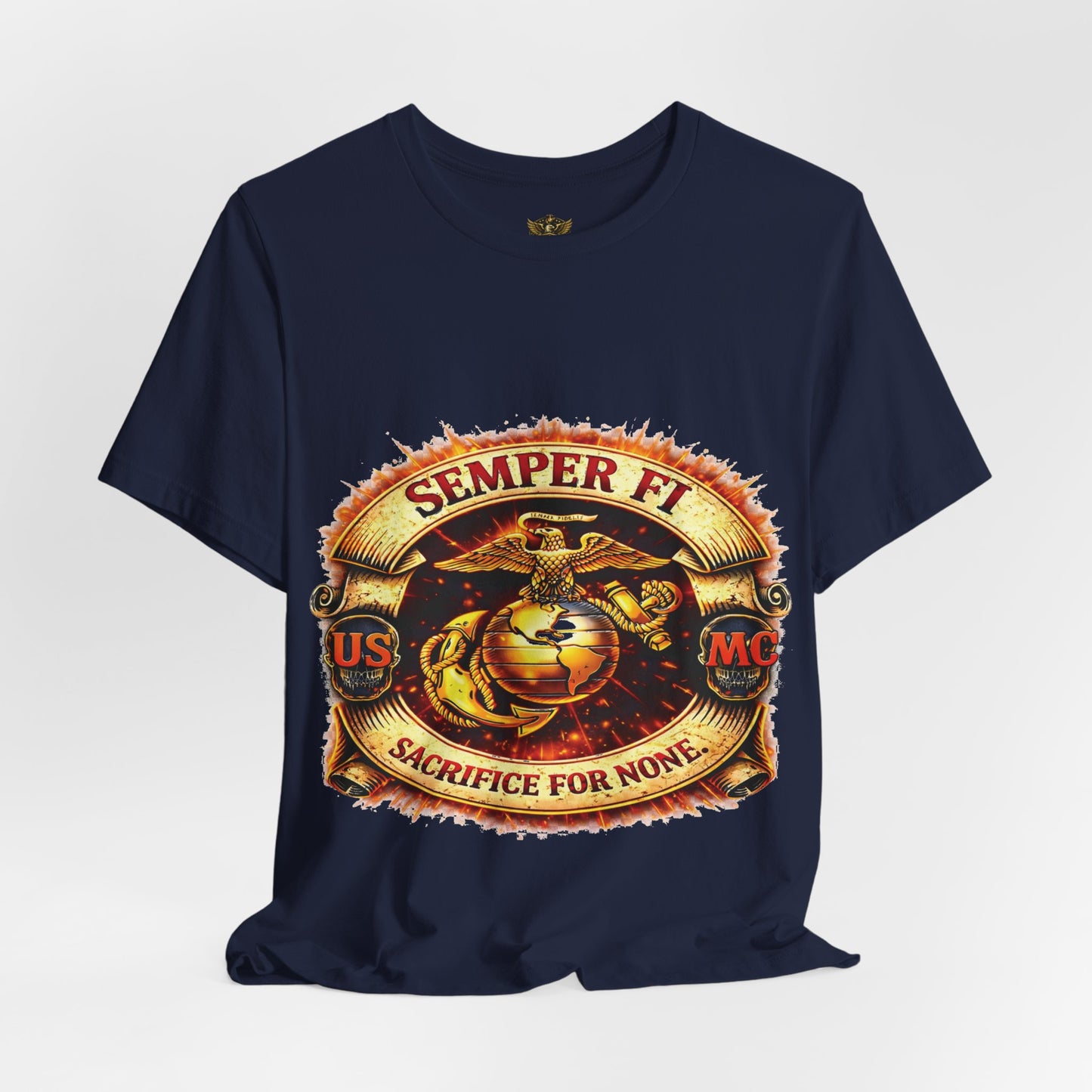 Semper Fi Marine Corps Emblem T-Shirt – "Sacrifice For None" USMC Tee