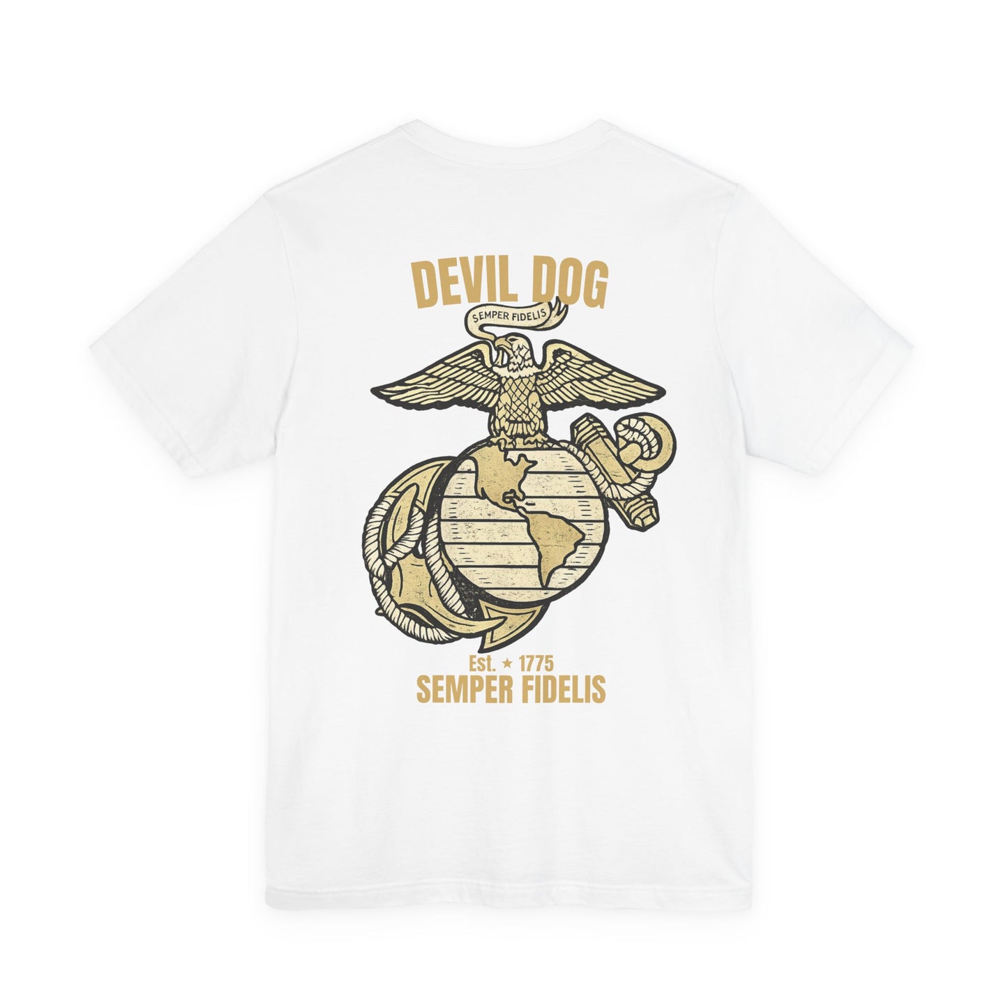 USMC Devil Dog T-Shirt | Semper Fidelis Military Bulldog Graphic Tee | Marine Corps Inspired Veteran Shirt