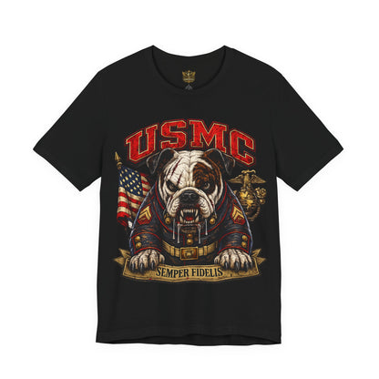 USMC Devil Dog T-Shirt | Semper Fidelis Military Bulldog Graphic Tee | Marine Corps Inspired Veteran Shirt