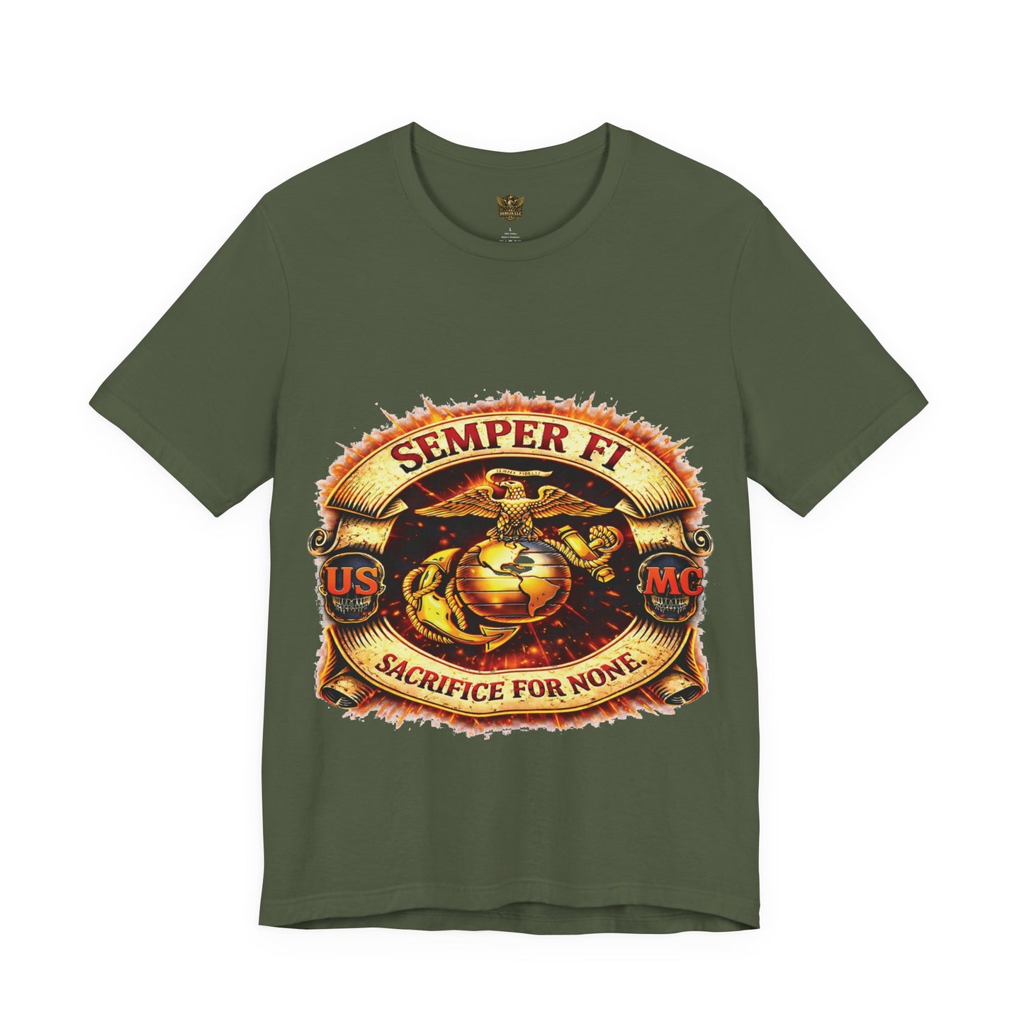 Semper Fi Marine Corps Emblem T-Shirt – "Sacrifice For None" USMC Tee