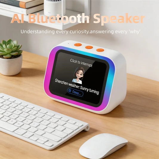 AI Bluetooth Speaker 5.4 AI voice assistant HD Touch Screen Display Electronic Album Alarm Clock Hands-free Calling
