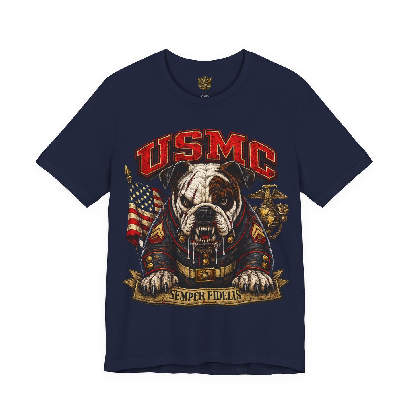 USMC Devil Dog T-Shirt | Semper Fidelis Military Bulldog Graphic Tee | Marine Corps Inspired Veteran Shirt