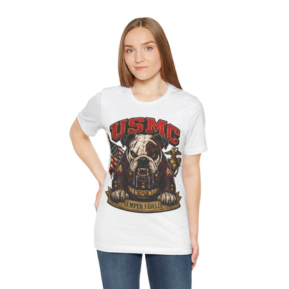 USMC Devil Dog T-Shirt | Semper Fidelis Military Bulldog Graphic Tee | Marine Corps Inspired Veteran Shirt