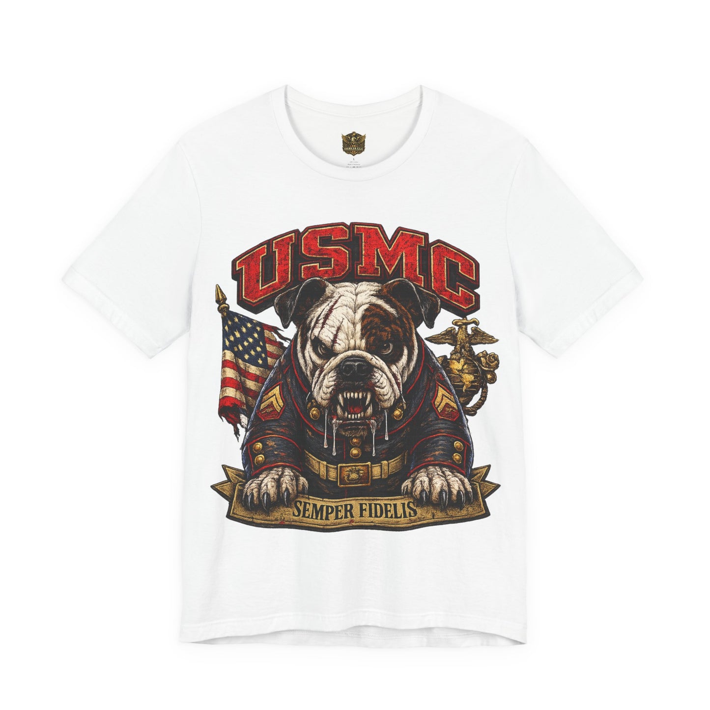USMC Devil Dog T-Shirt | Semper Fidelis Military Bulldog Graphic Tee | Marine Corps Inspired Veteran Shirt