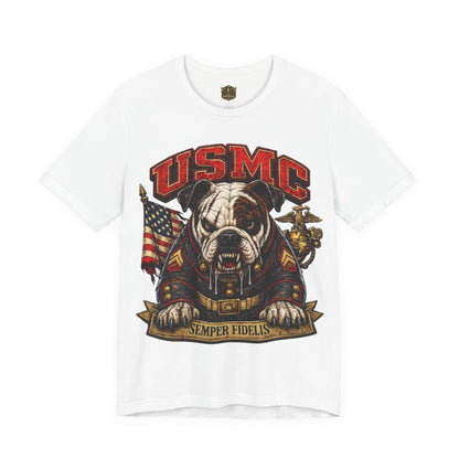 USMC Devil Dog T-Shirt | Semper Fidelis Military Bulldog Graphic Tee | Marine Corps Inspired Veteran Shirt