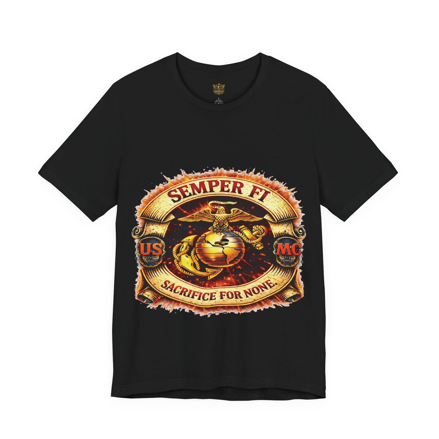 Semper Fi Marine Corps Emblem T-Shirt – "Sacrifice For None" USMC Tee