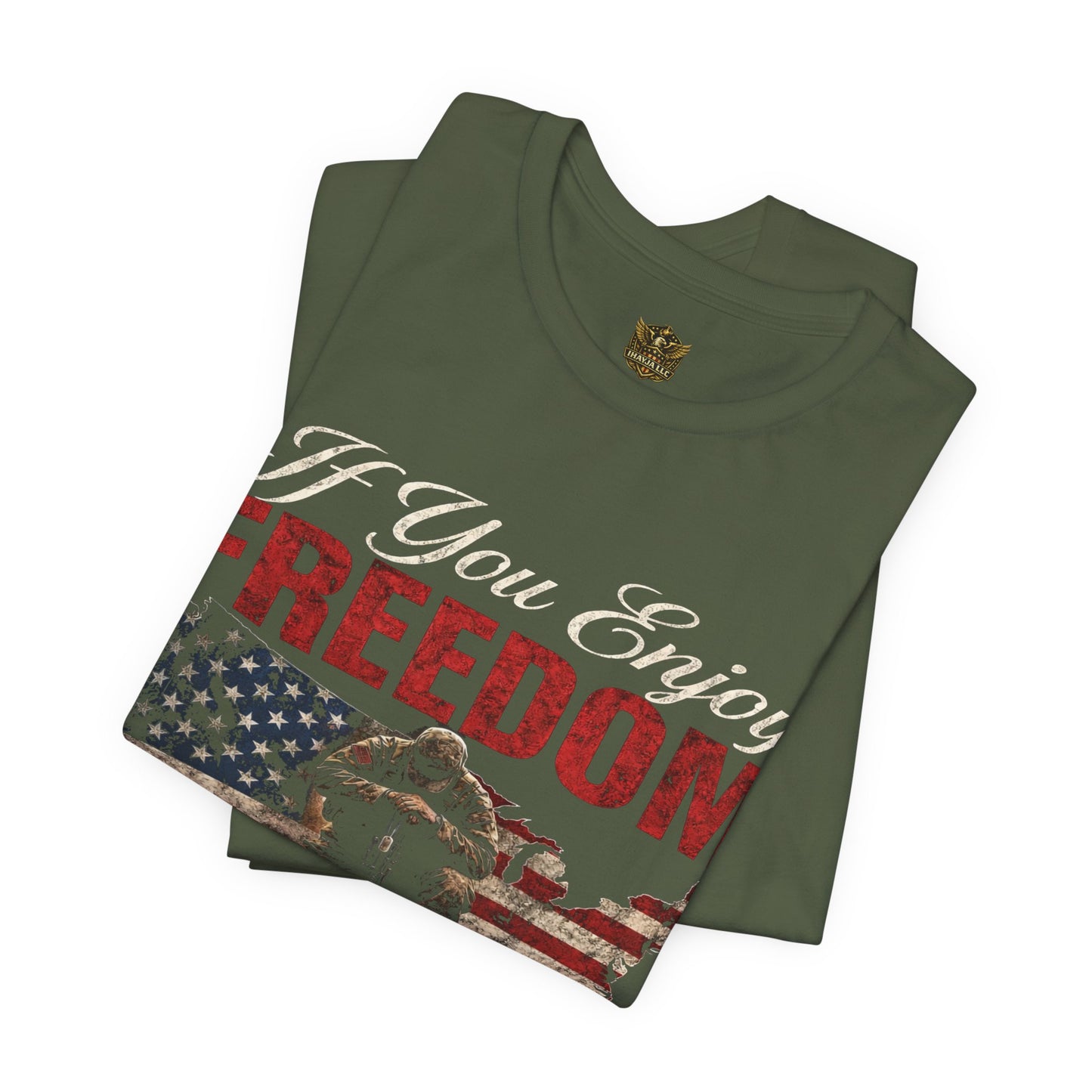 Retired Marine T-Shirt – "If You Enjoy Freedom" American Flag Tribute