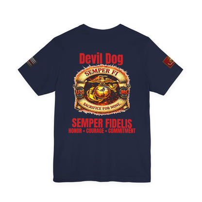 Marine Corps Veteran Devil Dog Shirt | Semper Fidelis USMC T-Shirt | Marine Veteran Gift | Military Pride Tee