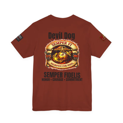 Marine Corps Veteran Devil Dog Shirt | Semper Fidelis USMC T-Shirt | Marine Veteran Gift | Military Pride Tee