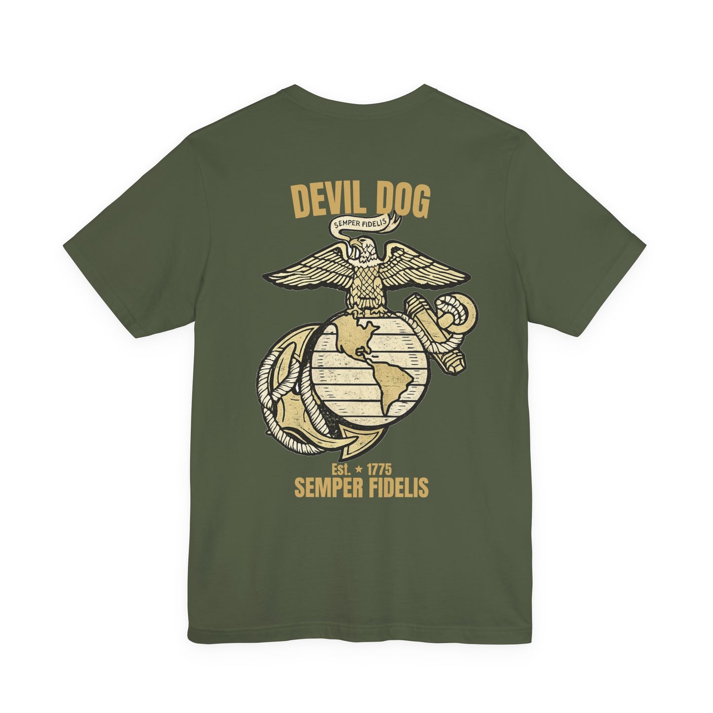 USMC Devil Dog T-Shirt | Semper Fidelis Military Bulldog Graphic Tee | Marine Corps Inspired Veteran Shirt
