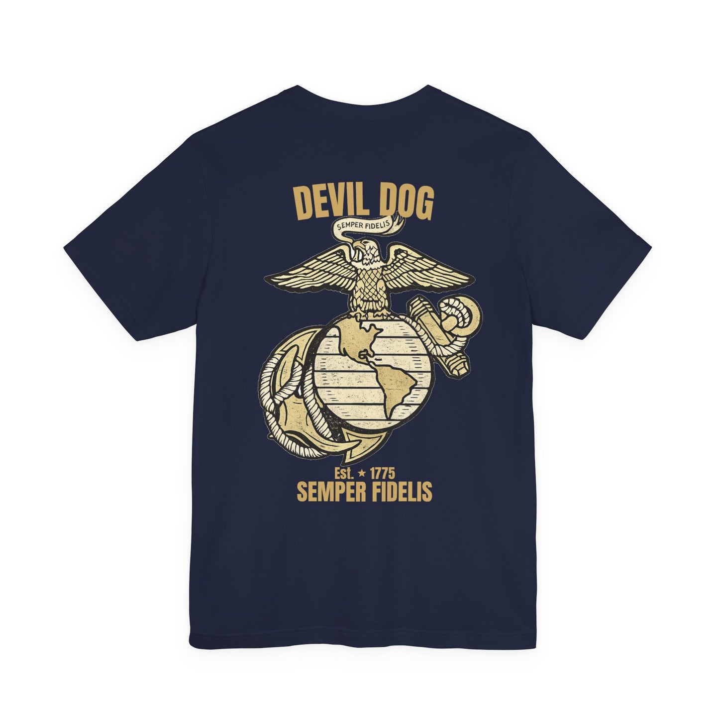USMC Devil Dog T-Shirt | Semper Fidelis Military Bulldog Graphic Tee | Marine Corps Inspired Veteran Shirt