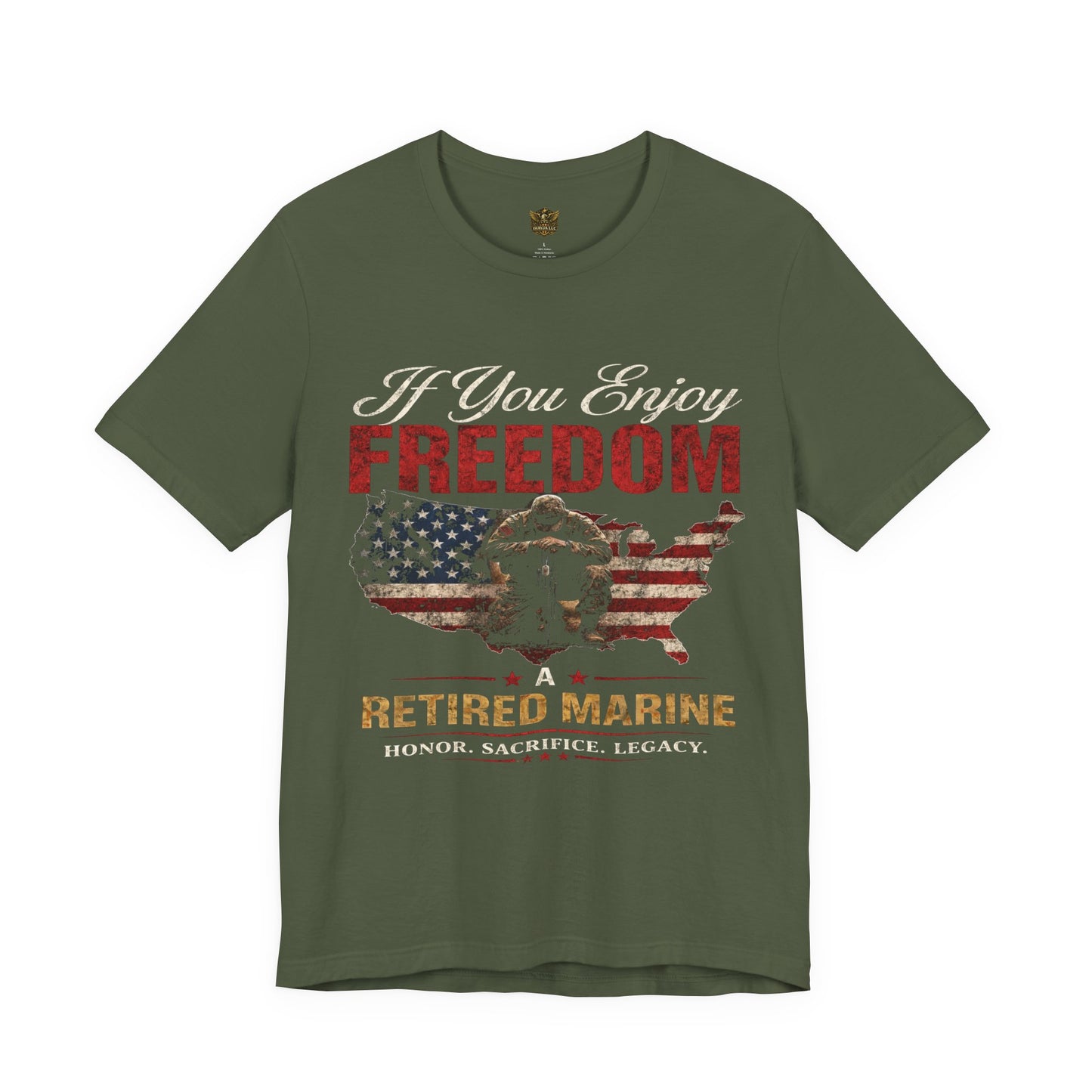 Retired Marine T-Shirt – "If You Enjoy Freedom" American Flag Tribute