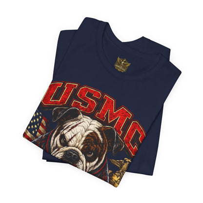 USMC Devil Dog T-Shirt | Semper Fidelis Military Bulldog Graphic Tee | Marine Corps Inspired Veteran Shirt