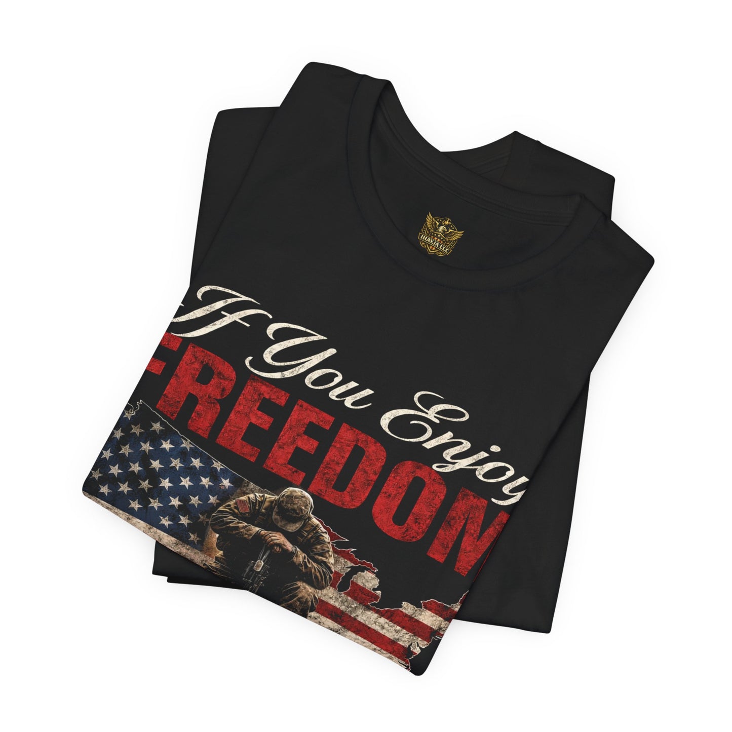 Retired Marine T-Shirt – "If You Enjoy Freedom" American Flag Tribute