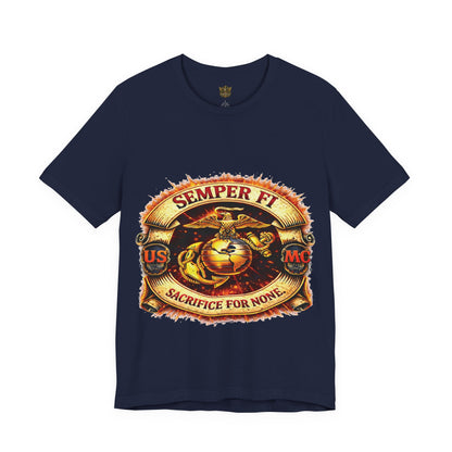 Semper Fi Marine Corps Emblem T-Shirt – "Sacrifice For None" USMC Tee