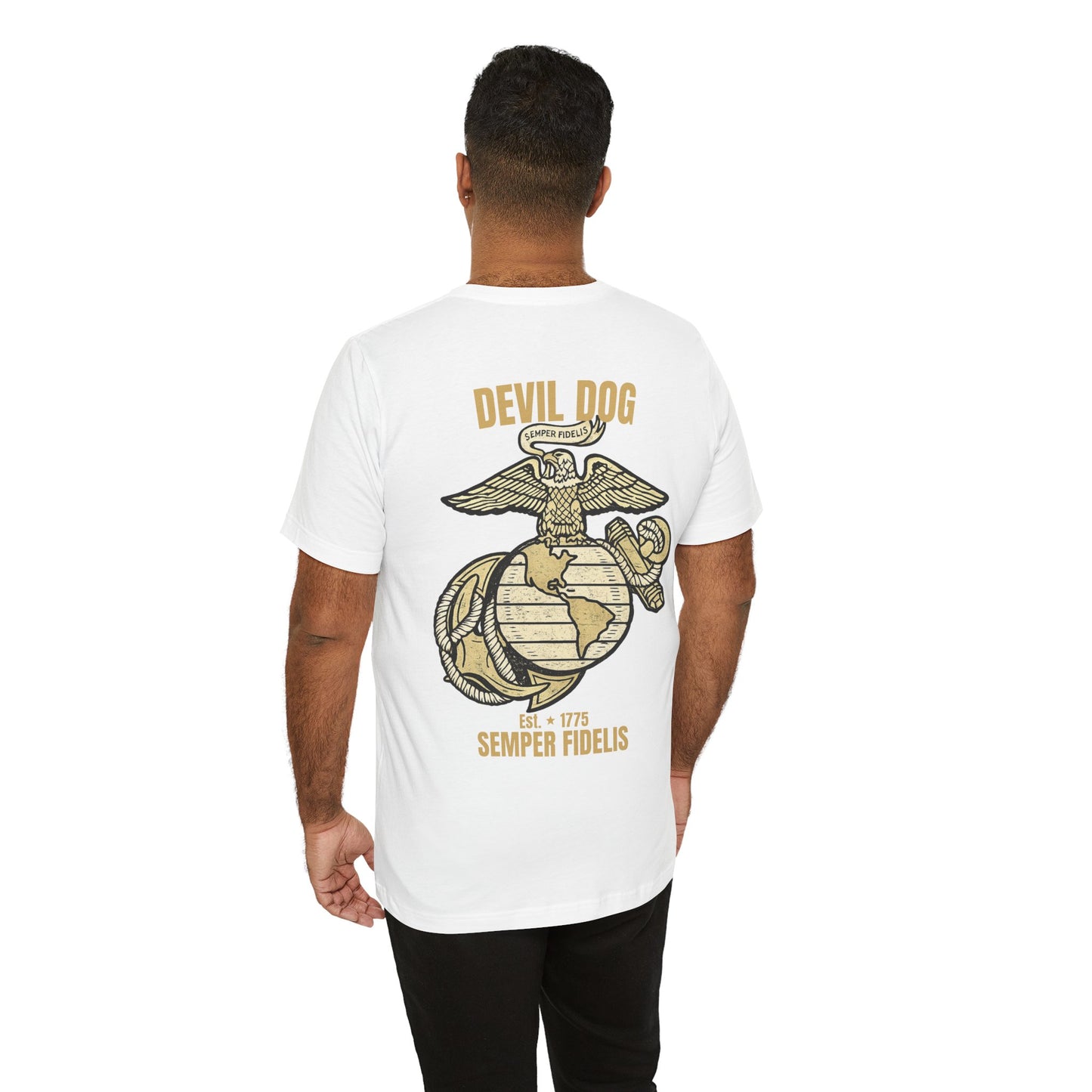 USMC Devil Dog T-Shirt | Semper Fidelis Military Bulldog Graphic Tee | Marine Corps Inspired Veteran Shirt