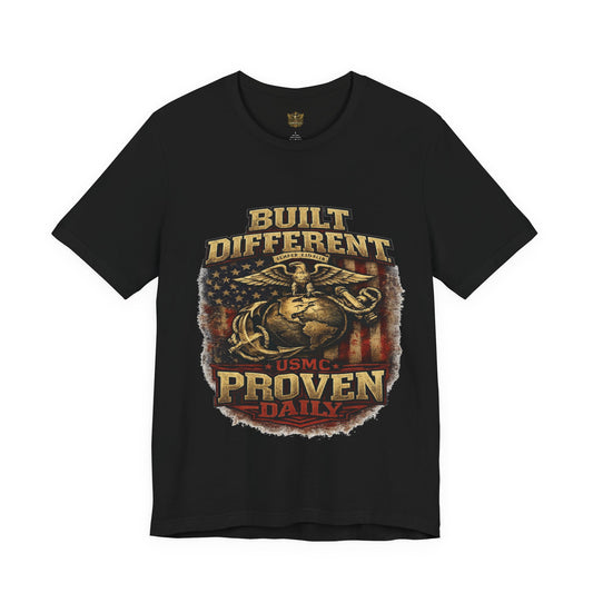 Built Different USMC T-Shirt — "Proven Daily" Patriotic Marine Corps Tee