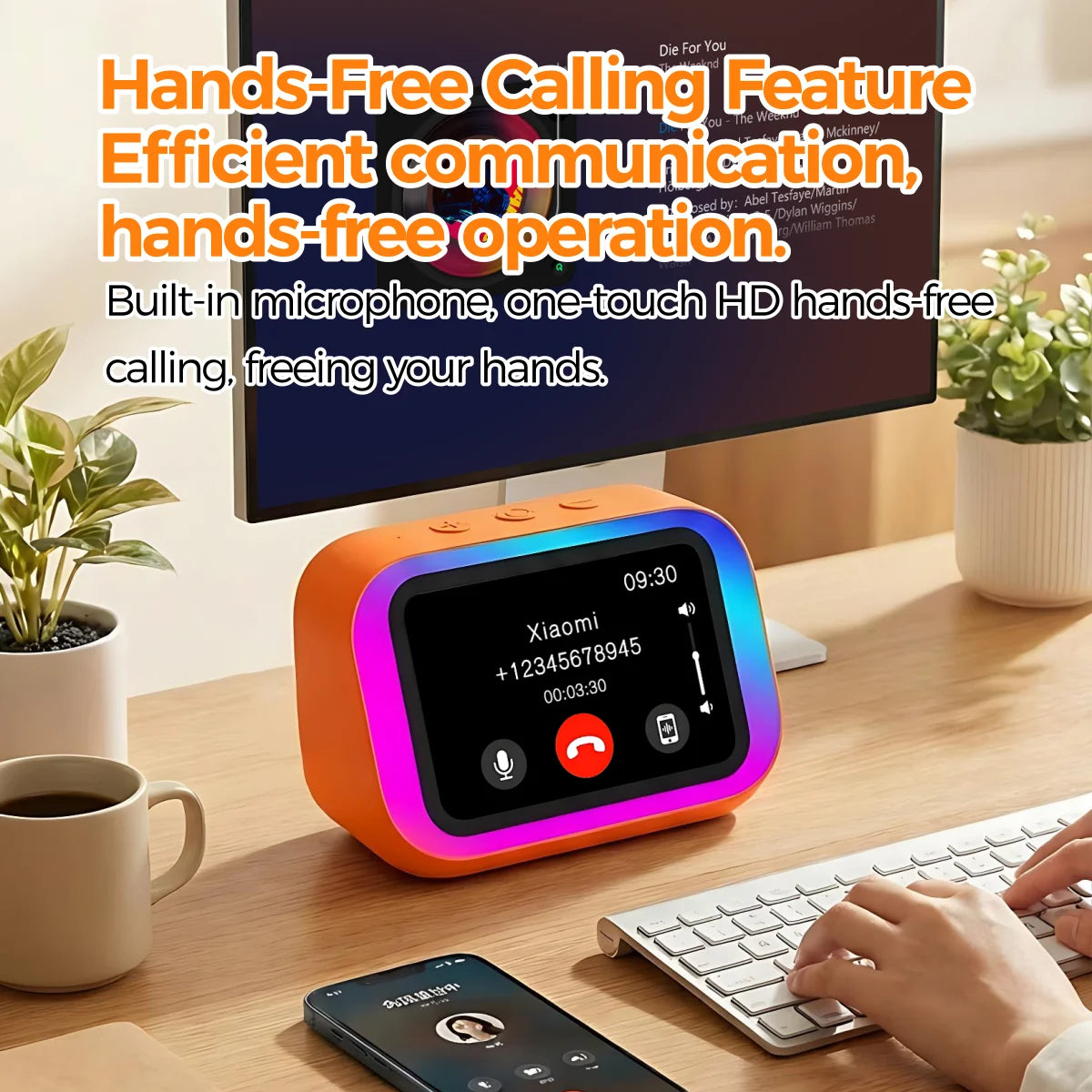 AI Bluetooth Speaker 5.4 AI voice assistant HD Touch Screen Display Electronic Album Alarm Clock Hands-free Calling