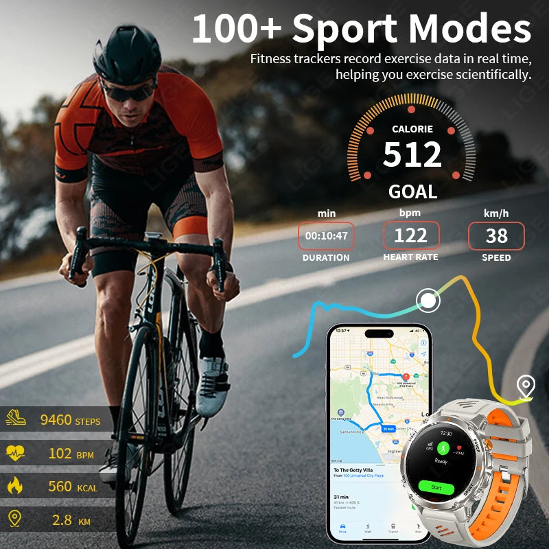 LIGE Rugged GPS Track Smart Watch