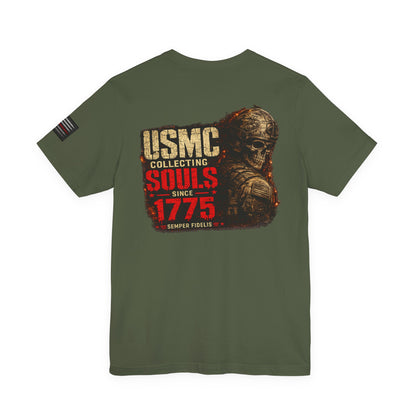 USMC Collecting Souls Since 1775 Shirt | Semper Fi Marine Corps Veteran T-Shirt | Military Green USMC Tee