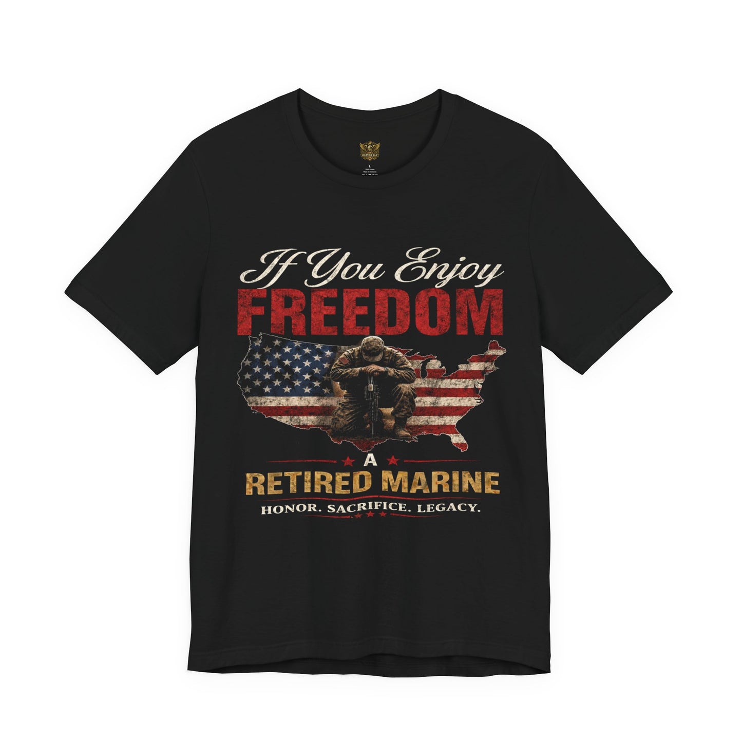 Retired Marine T-Shirt – "If You Enjoy Freedom" American Flag Tribute