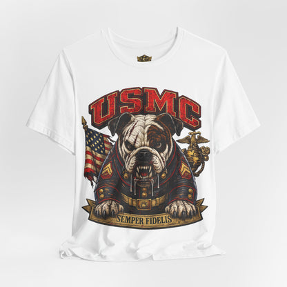 USMC Devil Dog T-Shirt | Semper Fidelis Military Bulldog Graphic Tee | Marine Corps Inspired Veteran Shirt