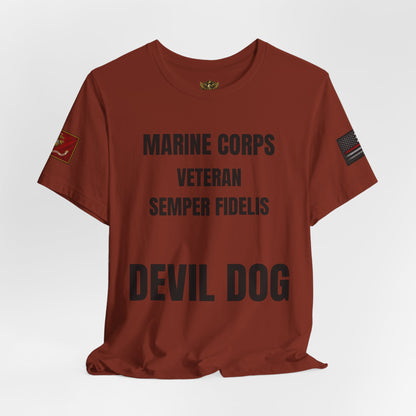 Marine Corps Veteran Devil Dog Shirt | Semper Fidelis USMC T-Shirt | Marine Veteran Gift | Military Pride Tee