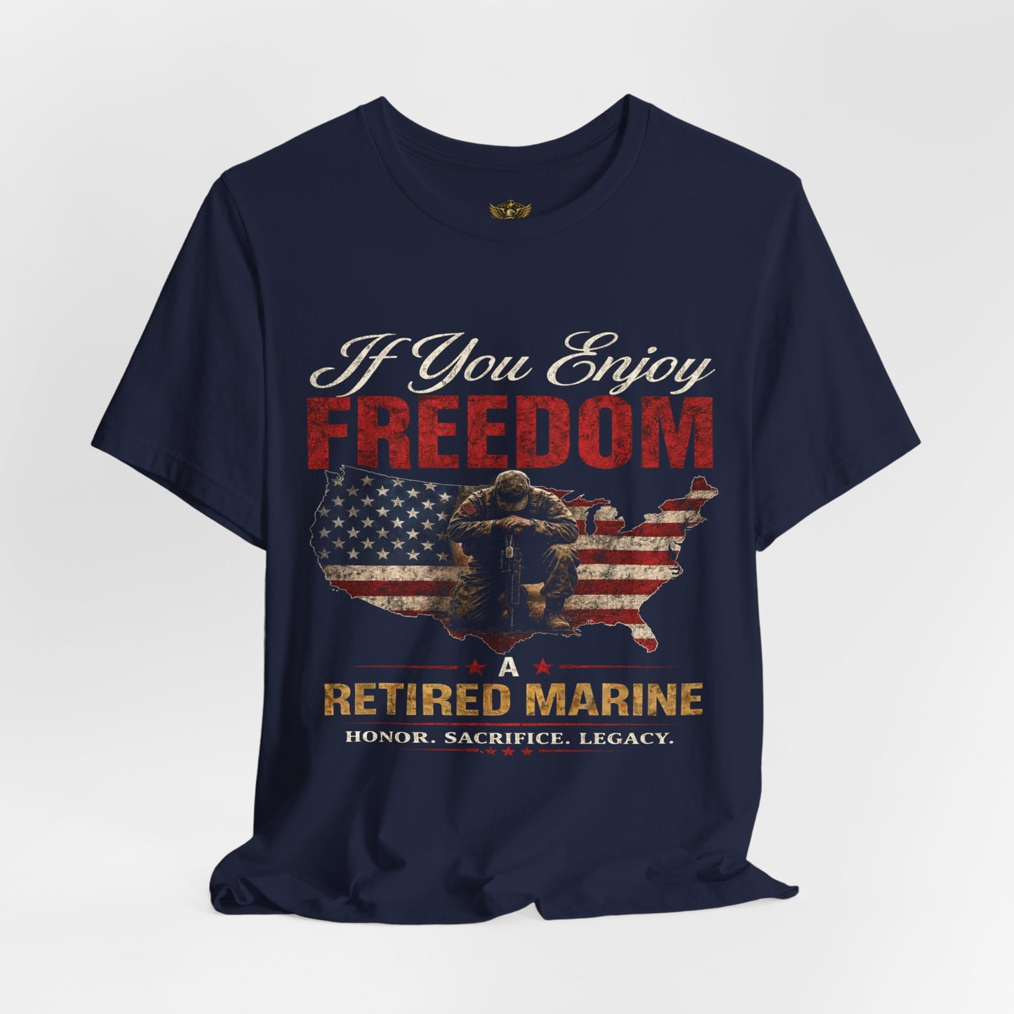 Retired Marine T-Shirt – "If You Enjoy Freedom" American Flag Tribute