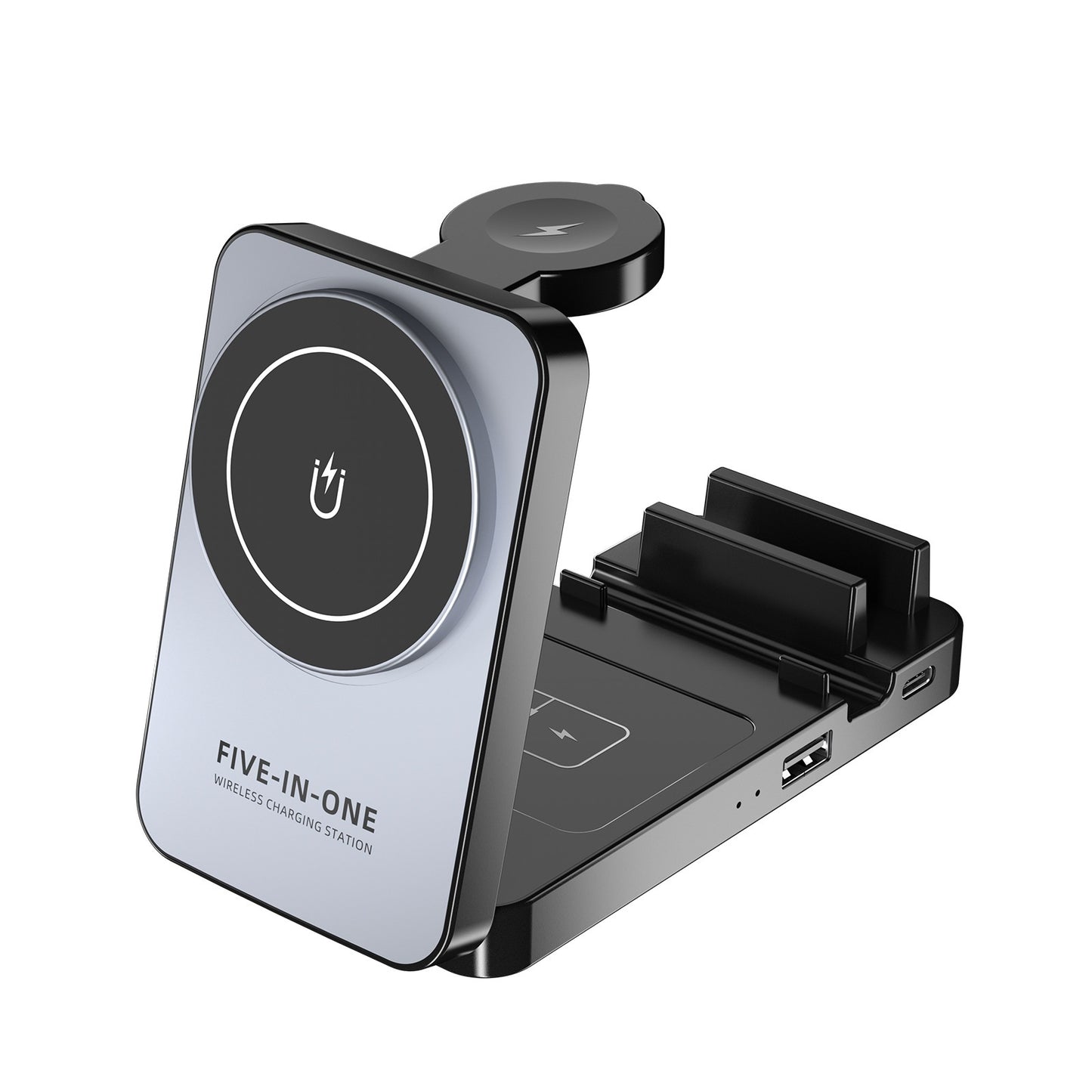 5-in-1 Multifunctional Wireless Charging Station With A Foldable Magnetic Holder For Your Desk
