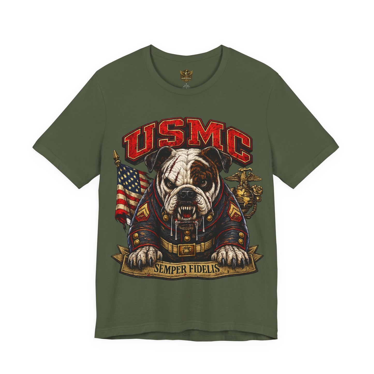 USMC Devil Dog T-Shirt | Semper Fidelis Military Bulldog Graphic Tee | Marine Corps Inspired Veteran Shirt