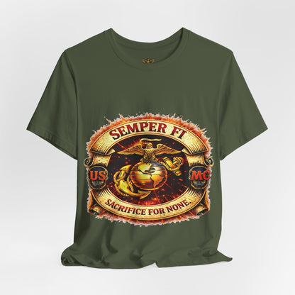 Semper Fi Marine Corps Emblem T-Shirt – "Sacrifice For None" USMC Tee