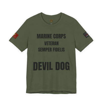 Marine Corps Veteran Devil Dog Shirt | Semper Fidelis USMC T-Shirt | Marine Veteran Gift | Military Pride Tee