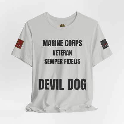 Marine Corps Veteran Devil Dog Shirt | Semper Fidelis USMC T-Shirt | Marine Veteran Gift | Military Pride Tee