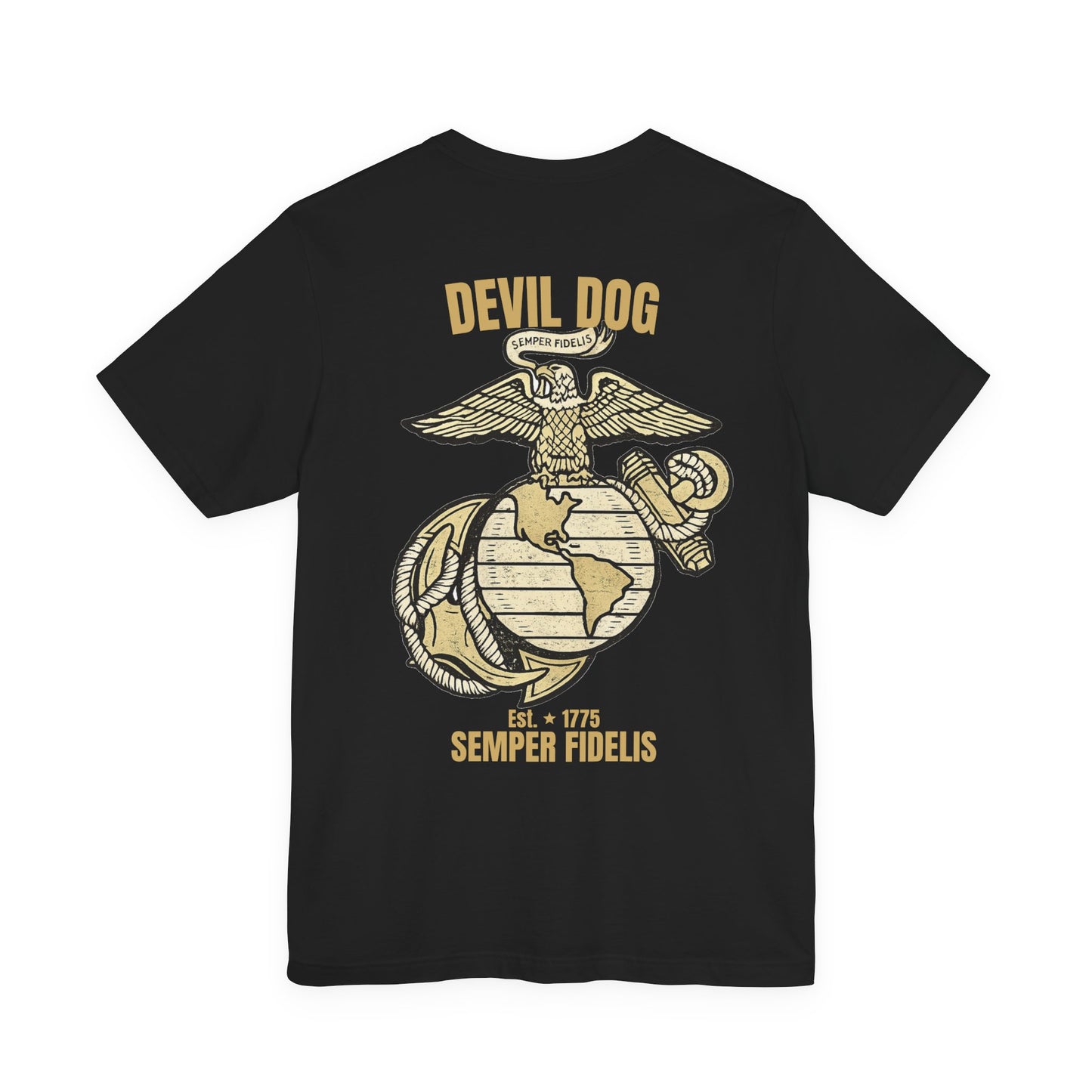 USMC Devil Dog T-Shirt | Semper Fidelis Military Bulldog Graphic Tee | Marine Corps Inspired Veteran Shirt