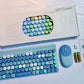 Compact, Mini Wireless Portable Colorful Retro Polka-Dot Key-Mouse Combo