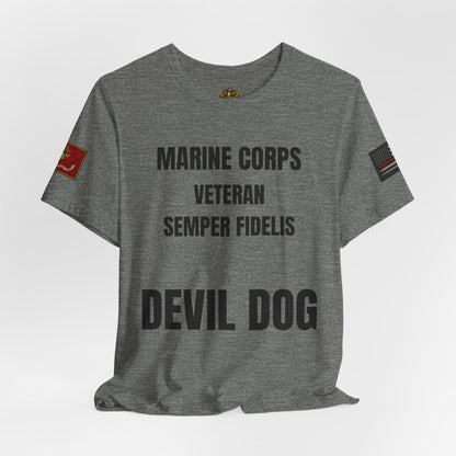 Marine Corps Veteran Devil Dog Shirt | Semper Fidelis USMC T-Shirt | Marine Veteran Gift | Military Pride Tee