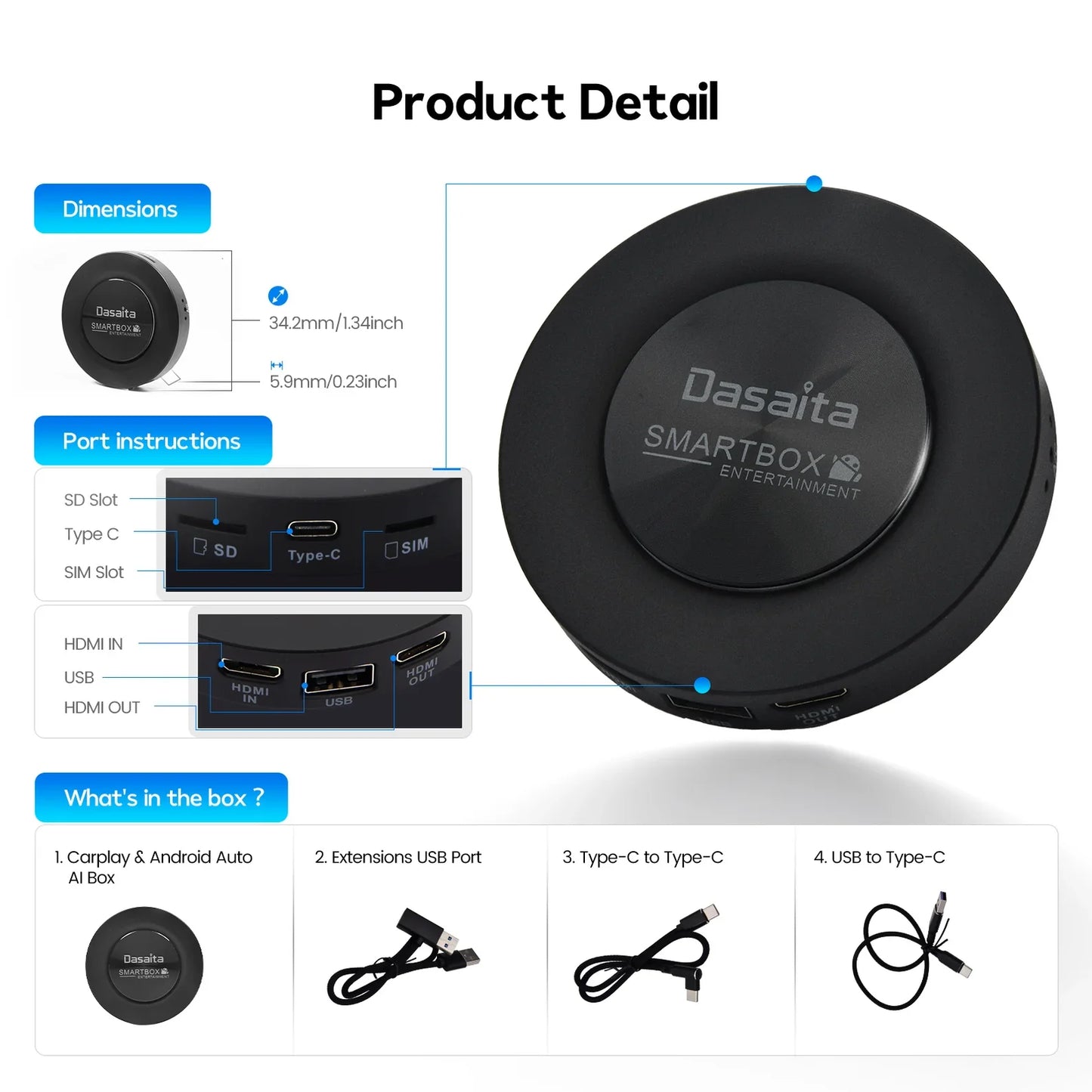 STLFDasaita CarPlay Ai Box 8GB+128GB CarSmart Box