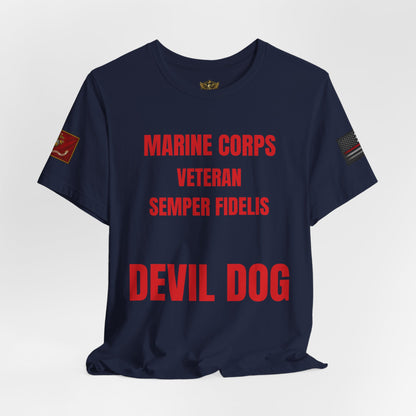 Marine Corps Veteran Devil Dog Shirt | Semper Fidelis USMC T-Shirt | Marine Veteran Gift | Military Pride Tee