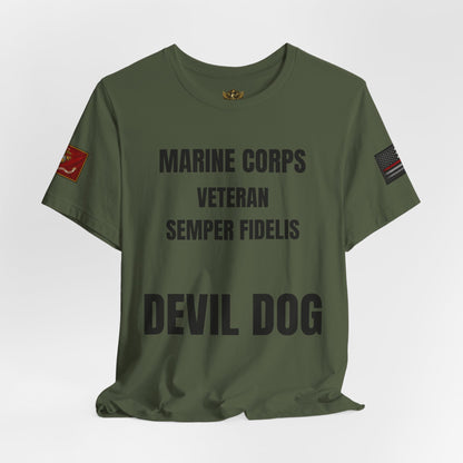 Marine Corps Veteran Devil Dog Shirt | Semper Fidelis USMC T-Shirt | Marine Veteran Gift | Military Pride Tee