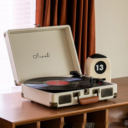 Gramophone Record Retro Phonograph Bluetooth Audio Portable Suitcase Leather Case