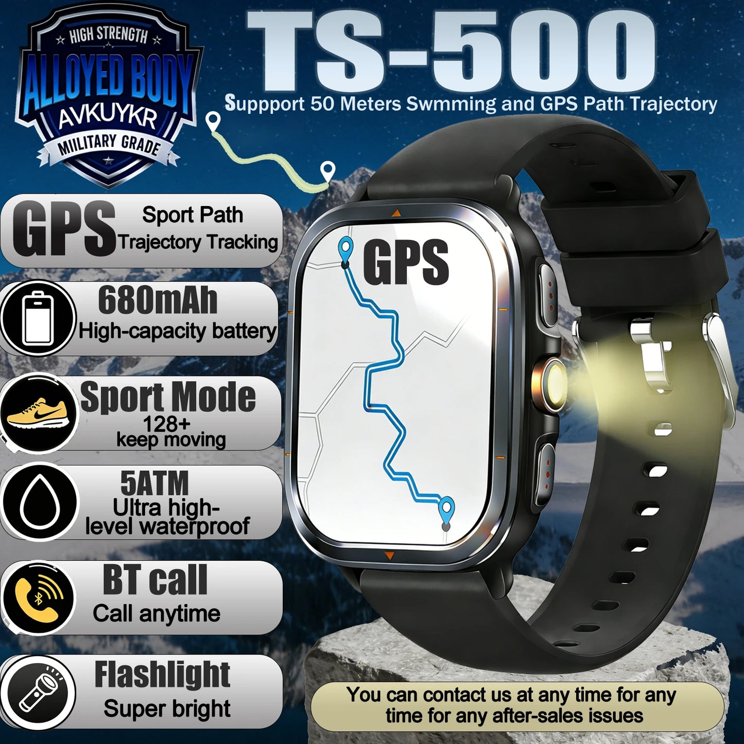 2025 Military Smartwatch For Men Bulit-in GPS