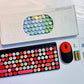 Compact, Mini Wireless Portable Colorful Retro Polka-Dot Key-Mouse Combo